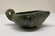 Lamp, Earthenware; red body under green glaze